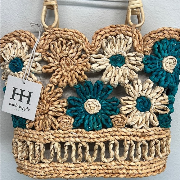 Haute Hippie | Teal Floral Tote Bag - Picture 2 of 10